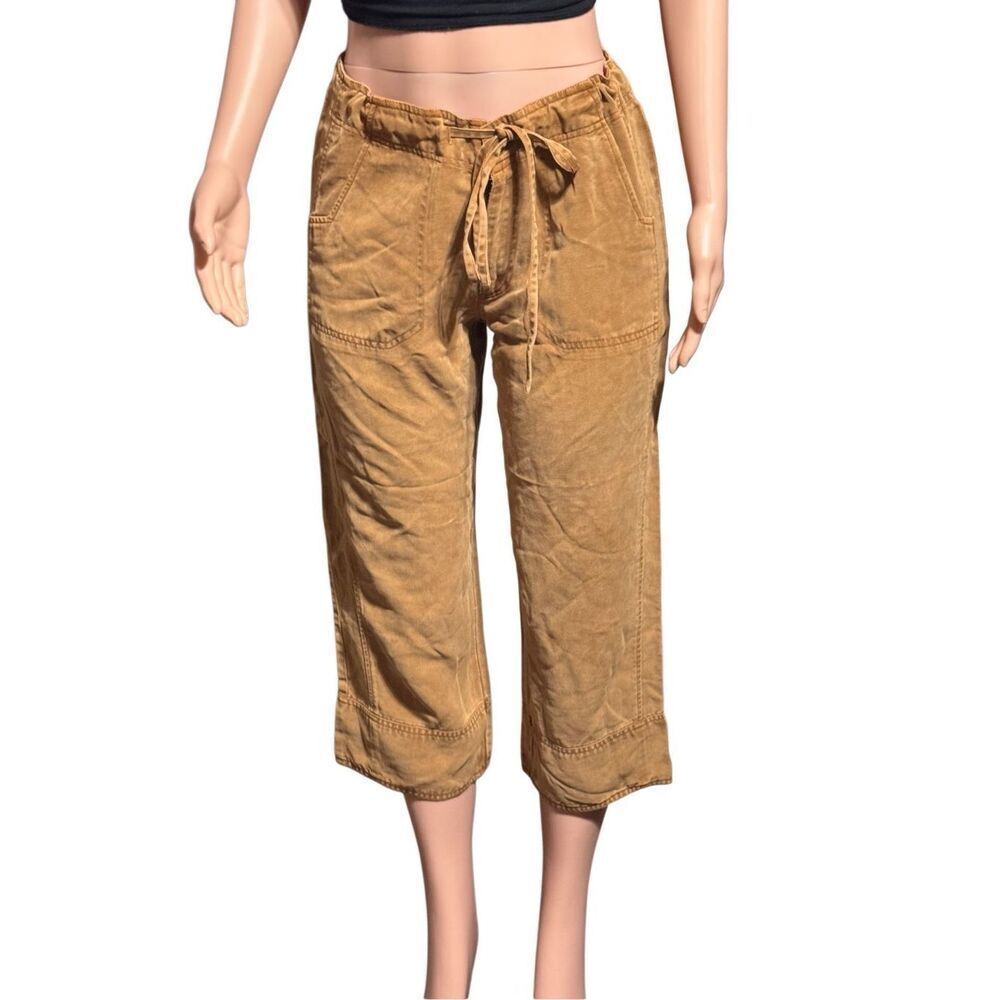 Pulp women mid rise hazelnut tencel crop capris pants M